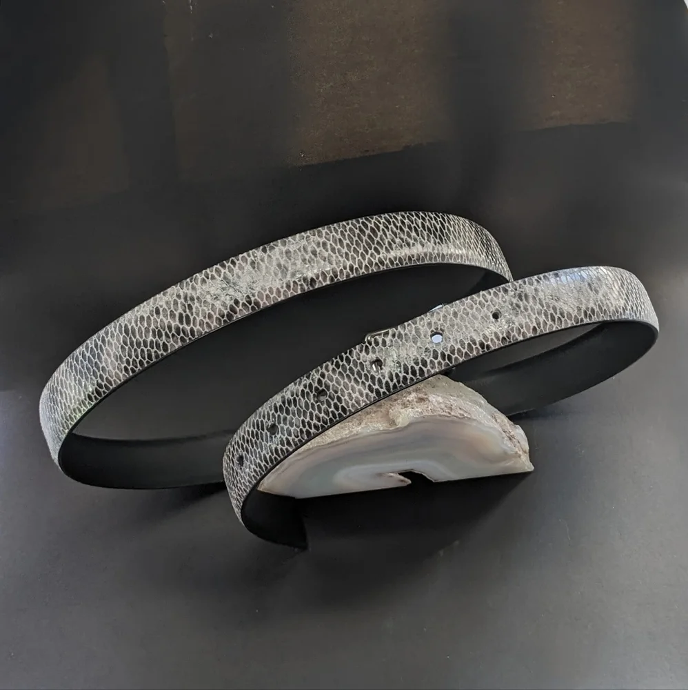 Cole Haan Reversible Python Leather Belt Silver Buckle Size L